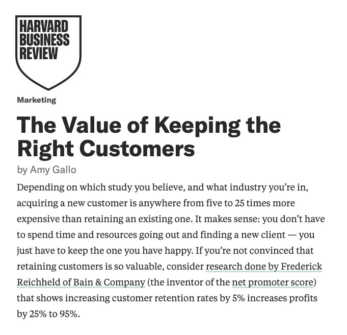 Matéria da Harvard Business Review: The Value of Keeping the Right Customers
