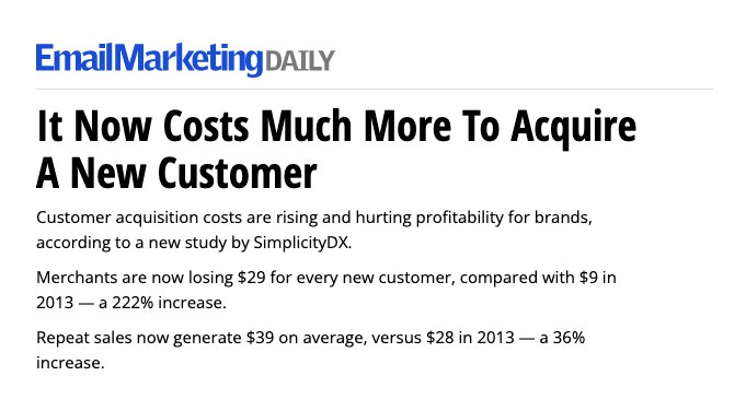 Matéria do MediaPost: It Now Costs Much More To Acquire A New Customer